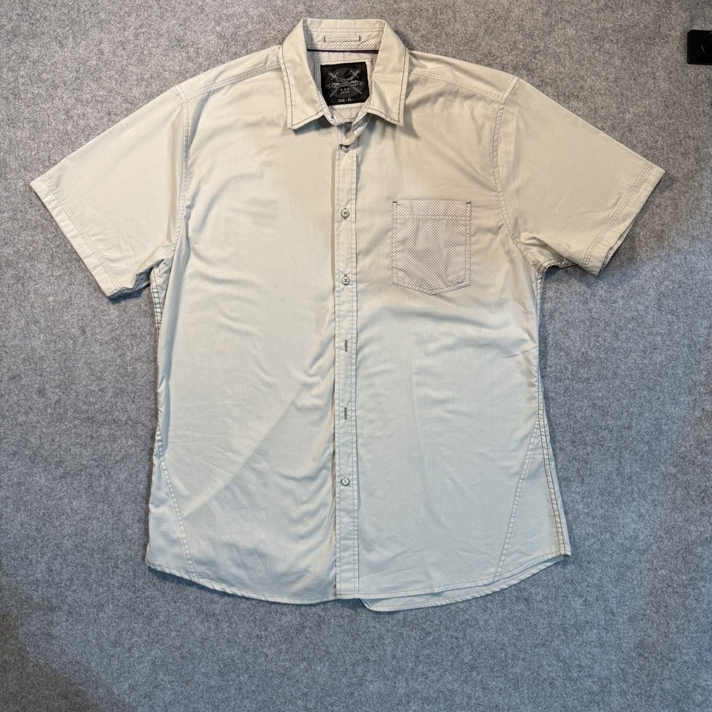 Drill Clothing Co Men's XL Tan Short Sleeve Button Down Mesh Back Shirt